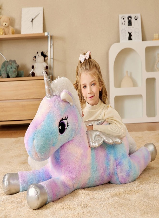 EARTHSOUND Giant Unicorn Stuffed Animal Plush Toy,Large Jumbo 43" Big Size Soft Toys,Cute Huge Plushy Fluffy Fat Plushie,Gifts for Kid - Image 2
